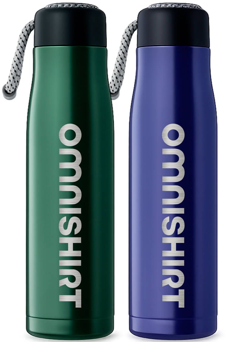 Dvoustěnná nerezová láhev 500 ml s poutkem - termo lahev s gravírováním | Omnishirt