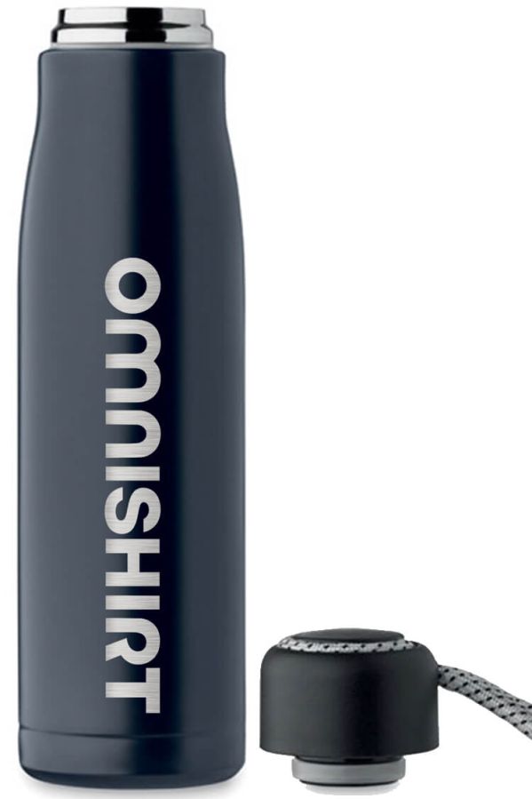 Dvoustěnná nerezová láhev 500 ml s poutkem - termo lahev s gravírováním | Omnishirt
