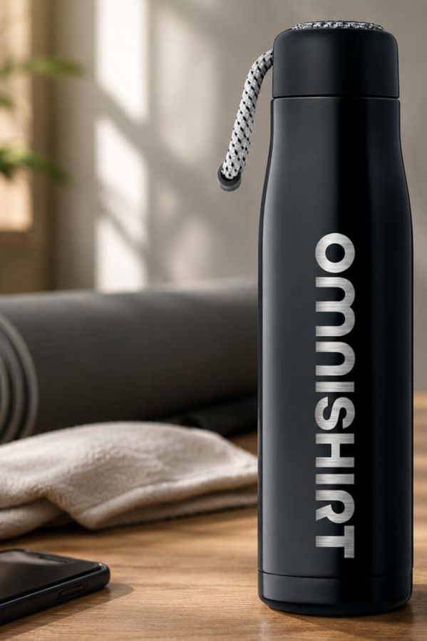 Dvoustěnná nerezová láhev 500 ml s poutkem - termo lahev s gravírováním | Omnishirt