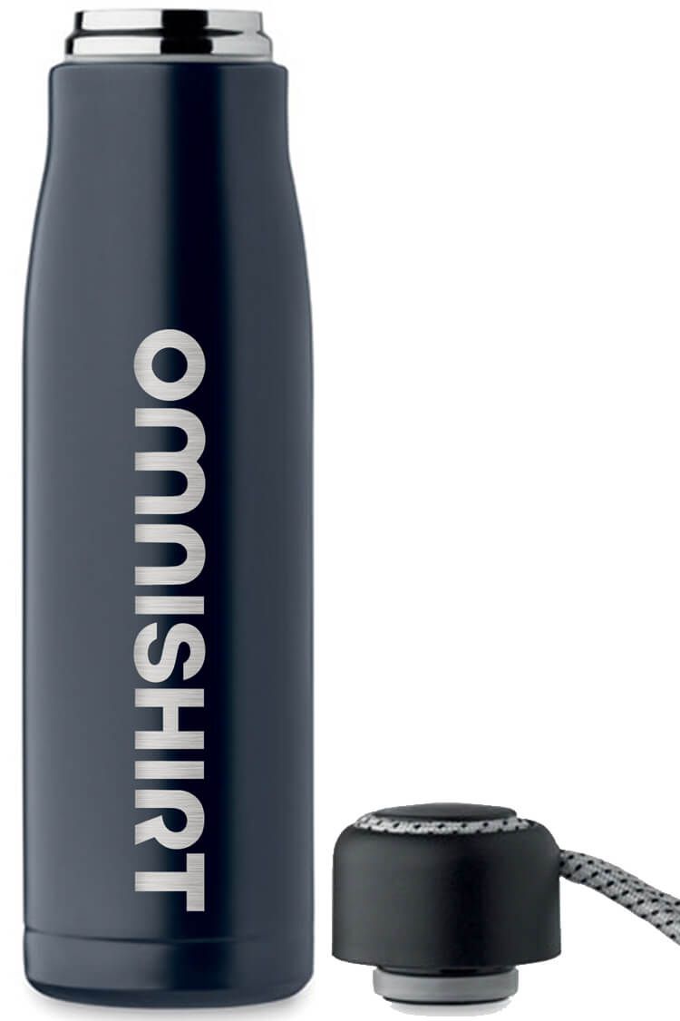 Dvoustěnná nerezová láhev 500 ml s poutkem - termo lahev s gravírováním | Omnishirt