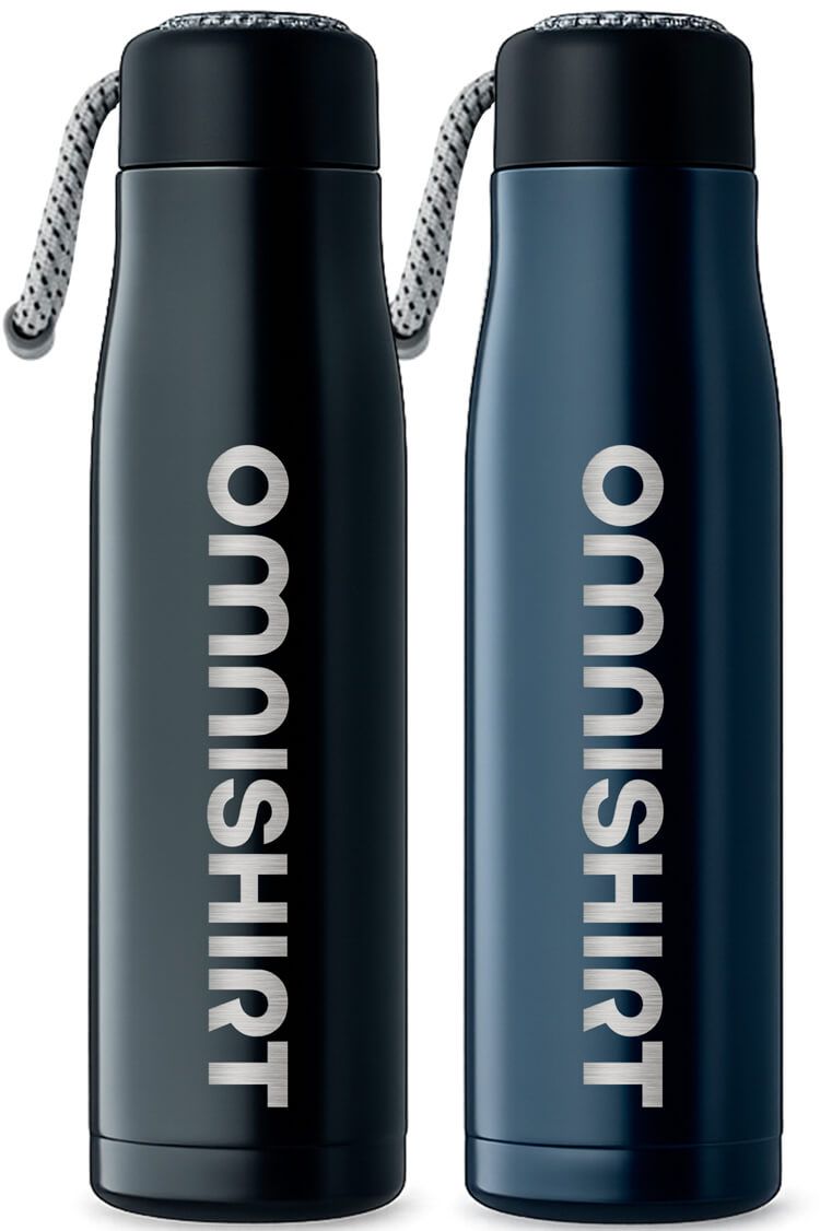 Dvoustěnná nerezová láhev 500 ml s poutkem - termo lahev s gravírováním | Omnishirt