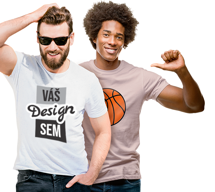 Potisk pánských triček - Dva muži v tričkách s vlastními návrhy