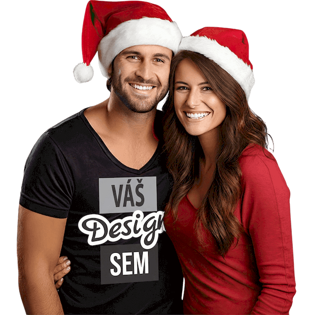 Mladý pár v tričkách s vlastním potiskem