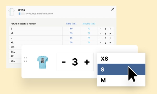 Vlastní tričko s potiskem - Množství a velikosti